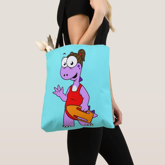 ティラノサウルスのレックスライフガードのイラストレーション。 トートバッグ (クローズアップ)