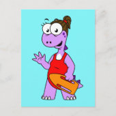 ティラノサウルスのレックスライフガードのイラストレーション。 ポストカード (正面)