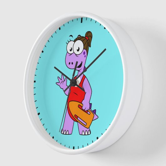 ティラノサウルスのレックスライフガードのイラストレーション。 壁時計 (傾斜)