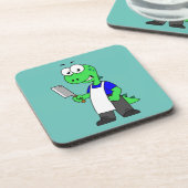 ティラノサウルスのレックス肉屋のイラストレーション。 コースター (左側)