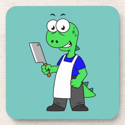 ティラノサウルスのレックス肉屋のイラストレーション。 コースター (正面)