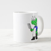 ティラノサウルスのレックス肉屋のイラストレーション。 ジャンボコーヒーマグカップ (正面右)