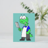 ティラノサウルスのレックス肉屋のイラストレーション。 ポストカード (スタンド正面)