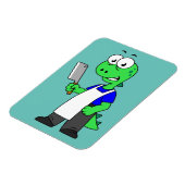 ティラノサウルスのレックス肉屋のイラストレーション。 マグネット (左側)