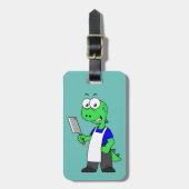 ティラノサウルスのレックス肉屋のイラストレーション。 ラゲッジタグ (正面縦)