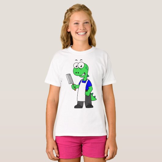 ティラノサウルスのレックス肉屋のイラストレーション。 Tシャツ (正面フル)