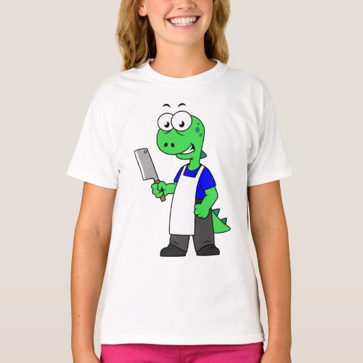 ティラノサウルスのレックス肉屋のイラストレーション。 Tシャツ (正面)