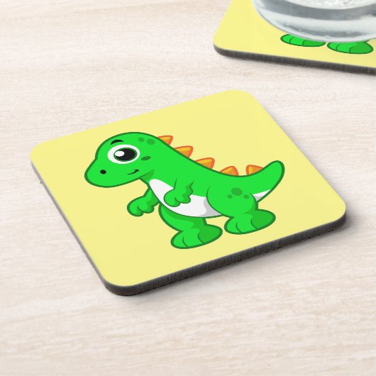 ティラノサウルスの可愛いイラストレーションレックス。 コースター (左側)