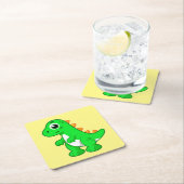 ティラノサウルスの可愛いイラストレーションレックス。 スクエアペーパーコースター (インサイチュ)