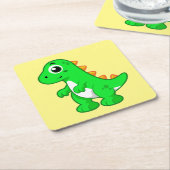 ティラノサウルスの可愛いイラストレーションレックス。 スクエアペーパーコースター (アングル)