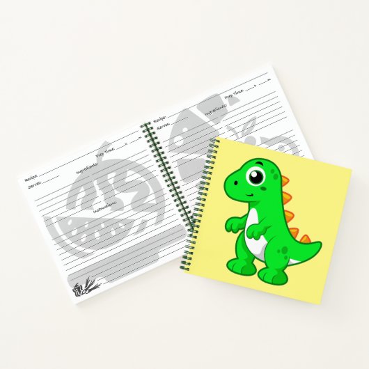 ティラノサウルスの可愛いイラストレーションレックス。 ノートブック (内部)