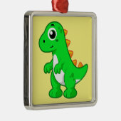 ティラノサウルスの可愛いイラストレーションレックス。 メタルオーナメント (右)