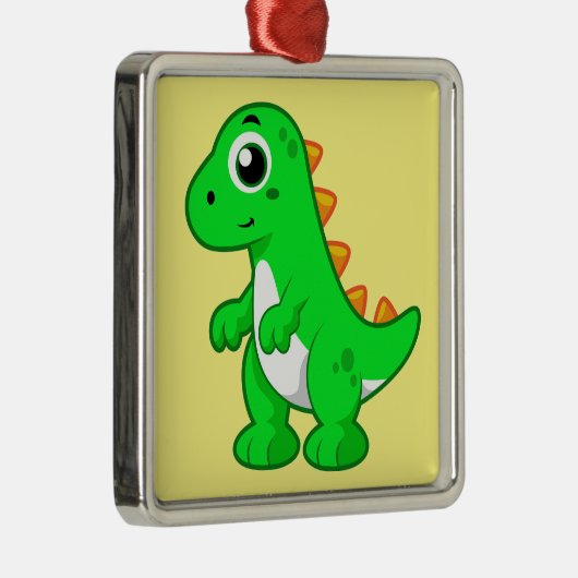 ティラノサウルスの可愛いイラストレーションレックス。 メタルオーナメント (右)