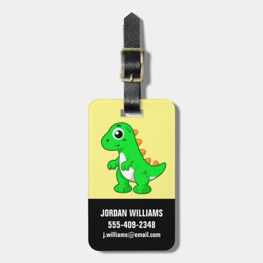 ティラノサウルスの可愛いイラストレーションレックス。 ラゲッジタグ (正面縦)