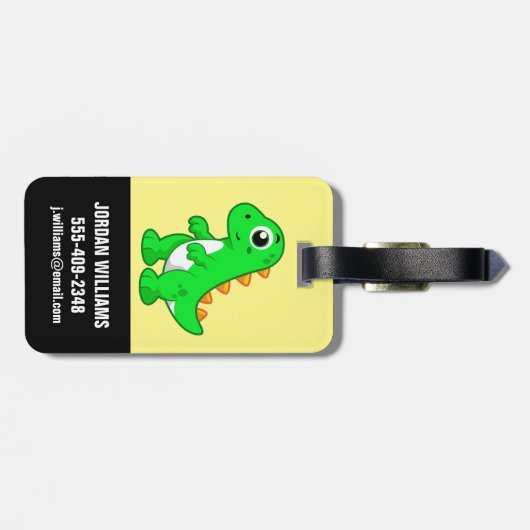 ティラノサウルスの可愛いイラストレーションレックス。 ラゲッジタグ (裏面横)