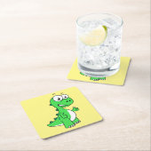 ティラノサウルスの可愛いイラストレーションレックス。2 スクエアペーパーコースター (インサイチュ)