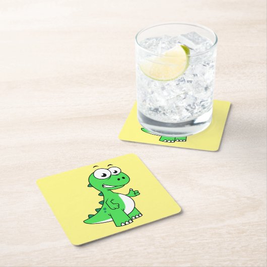 ティラノサウルスの可愛いイラストレーションレックス。2 スクエアペーパーコースター (インサイチュ)