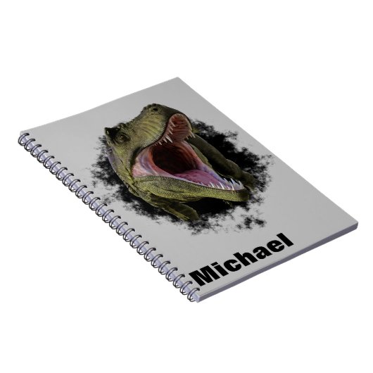 ティラノサウルスの穴パーソナライズされた恐竜 ノートブック (右側)