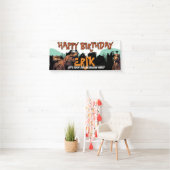 ティラノサウルスの誕生日バナー ジュラ紀パーティーサイン 横断幕 (インサイチュ)