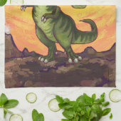 ティラノサウルスの贈り物とアクセサリー キッチンタオル (折り畳み)