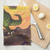 ティラノサウルスの贈り物とアクセサリー キッチンタオル (四つ折り)