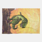 ティラノサウルスの贈り物とアクセサリー キッチンタオル (横)