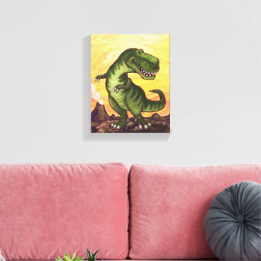 ティラノサウルスの贈り物とアクセサリー キャンバスプリント (インサイチュ (リビング))