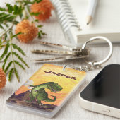 ティラノサウルスの贈り物とアクセサリー キーホルダー (正面右)