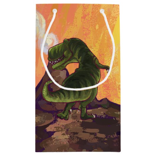 ティラノサウルスの贈り物とアクセサリー スモールペーパーバッグ (裏面)