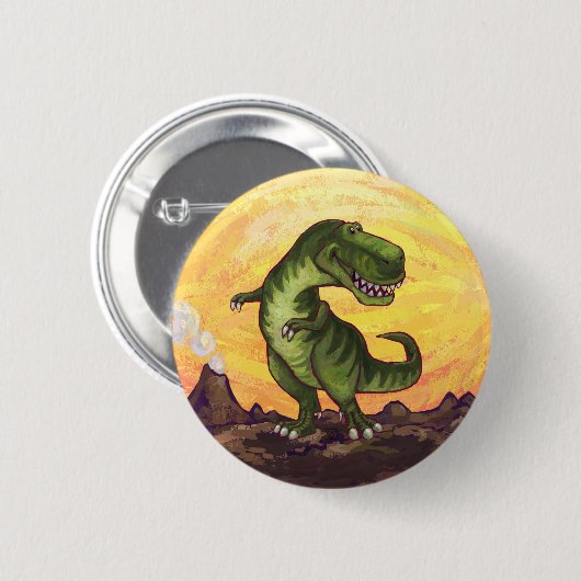 ティラノサウルスの贈り物とアクセサリー 缶バッジ (正面&裏面)