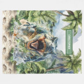 ティラノサウルスはっきりした恐竜の毛布パーソナライズされた フリースブランケット (正面(横))