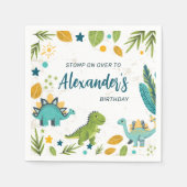 ティラノサウルスジュラシックパーティー恐竜誕生日 スタンダードカクテルナプキン (正面)