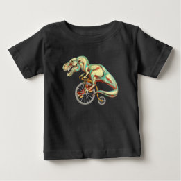 ティラノサウルスレックスが自転車に乗る ベビーTシャツ