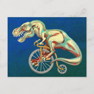 ティラノサウルスレックスが自転車に乗る ポストカード