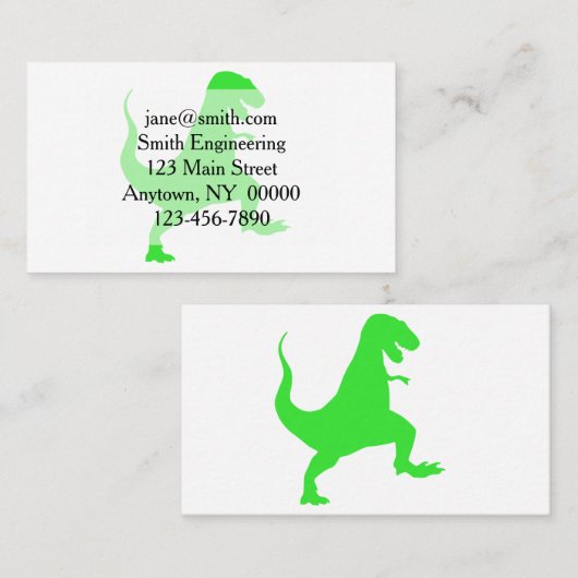 ティラノサウルスレックスのシルエットイラストレーション 名刺 (正面/裏面)