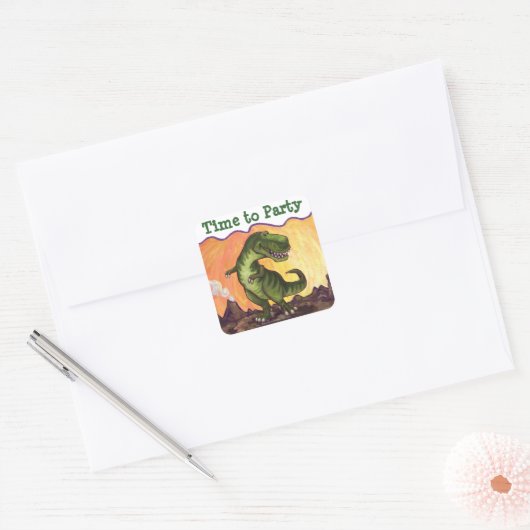 ティラノサウルスレックスのパーティー時間 スクエアシール (封筒)