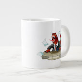 ティラノサウルスレックスボスは机に座っている。 ジャンボコーヒーマグカップ (正面右)