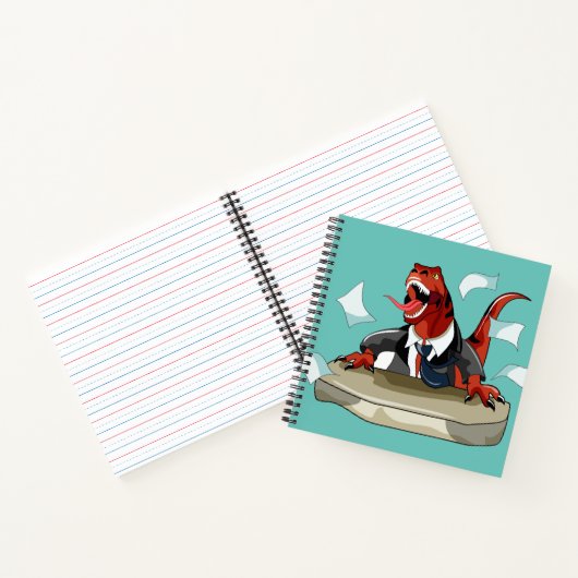 ティラノサウルスレックスボスは机に座っている。 ノートブック (内部)