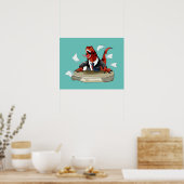 ティラノサウルスレックスボスは机に座っている。 ポスター (キッチン)