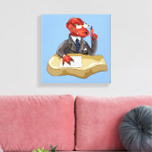 ティラノサウルスレックスボスは机に座っている。2 キャンバスプリント (インサイチュ (リビング))