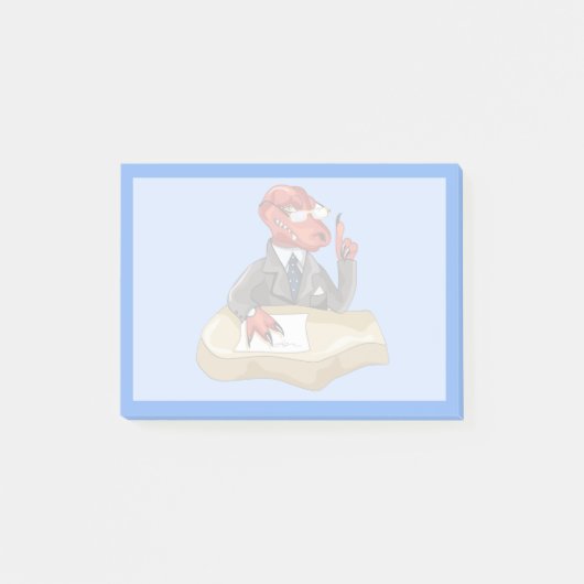 ティラノサウルスレックスボスは机に座っている。2 ポストイット (正面)