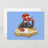 ティラノサウルスレックスボスは机に座っている。2 ポストカード (正面/裏面)