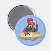 ティラノサウルスレックスボスは机に座っている。2 マグネット (正面/裏面)