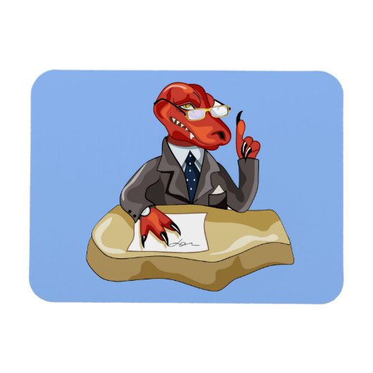 ティラノサウルスレックスボスは机に座っている。2 マグネット (横)