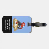 ティラノサウルスレックスボスは机に座っている。2 ラゲッジタグ (裏面横)