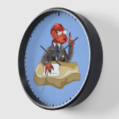 ティラノサウルスレックスボスは机に座っている。2 壁時計 (傾斜)