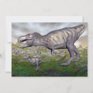 ティラノサウルスレックスムームとベビー- 3D 描写
