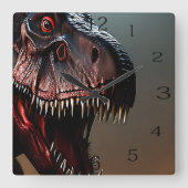 ティラノサウルスレックス怖い顔、壁時計 スクエア壁時計 (正面)