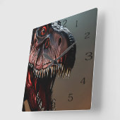 ティラノサウルスレックス怖い顔、壁時計 スクエア壁時計 (傾斜)