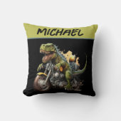 ティラノサウルスレックス恐竜がバイクに乗る クッション (正面)